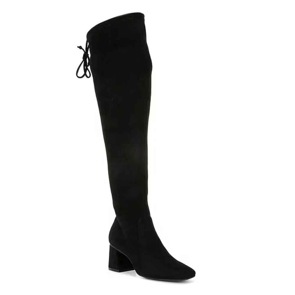 NEW Gianni Bini Laredo Stretch Fabric Over-the-Knee Block Heel Boots in Black